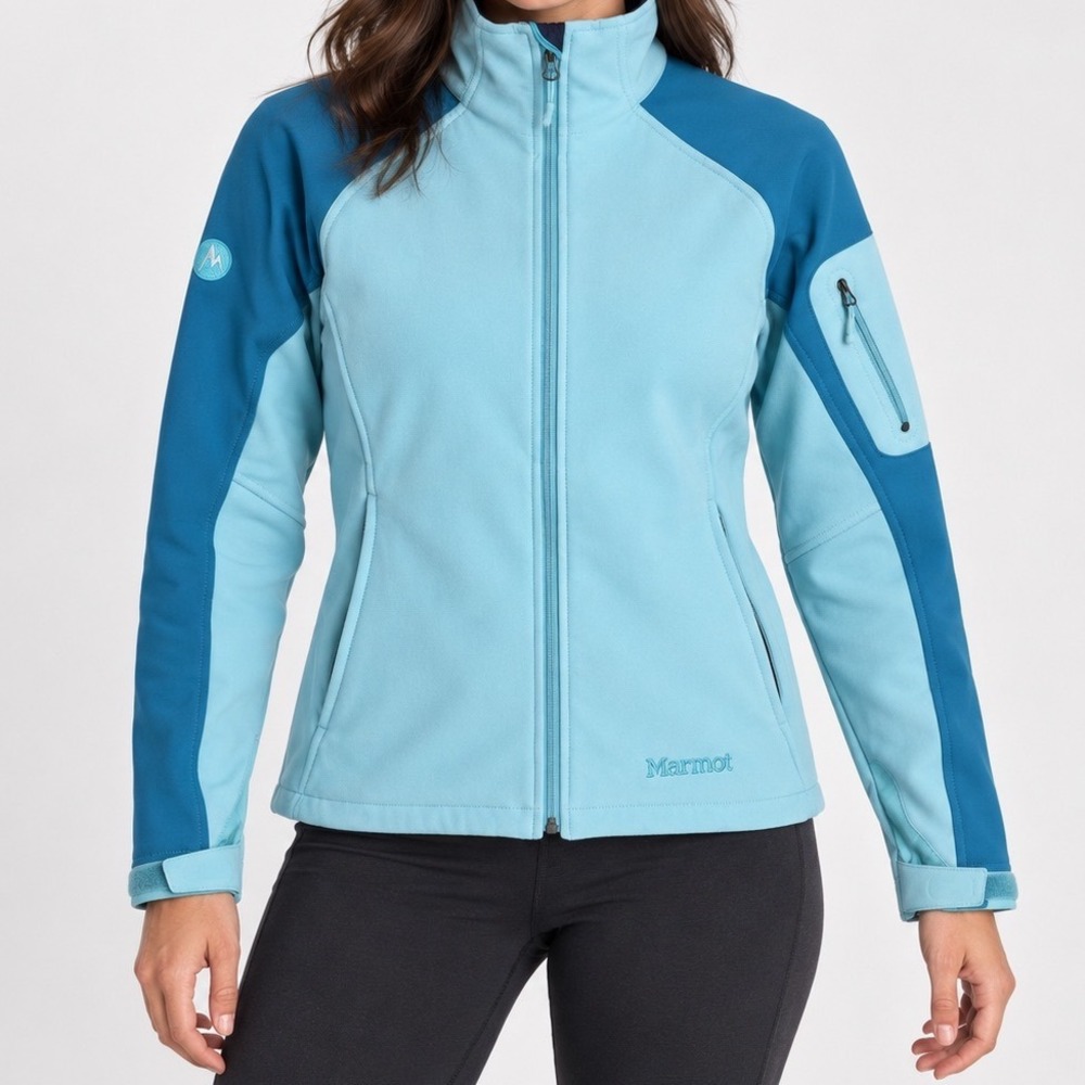 Marmot Alsek Softshell Jacket Blue Two Tone Women Med Full ZIP Water Resistant